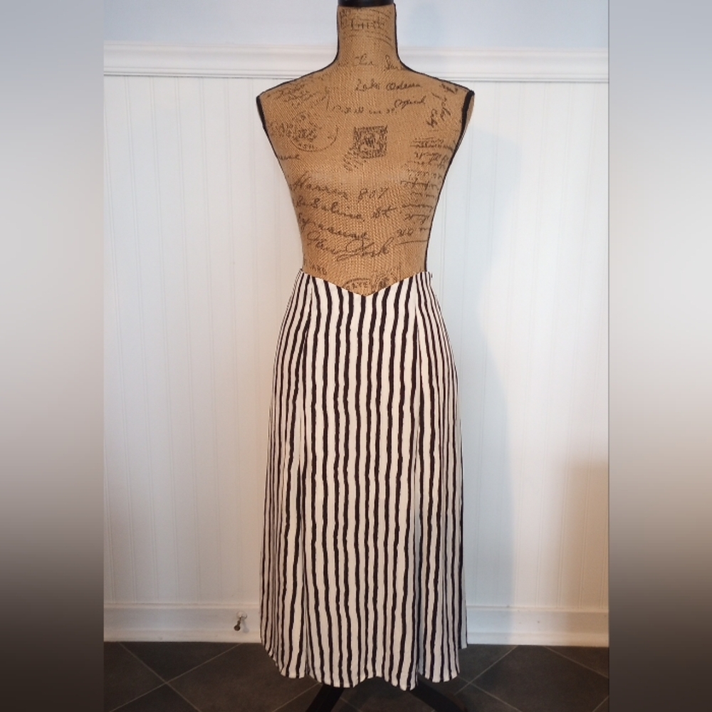 NWT • KIMCHI BLUE (UO) Black/White Striped Midi Skirt • Size 0 • Whimsigoth